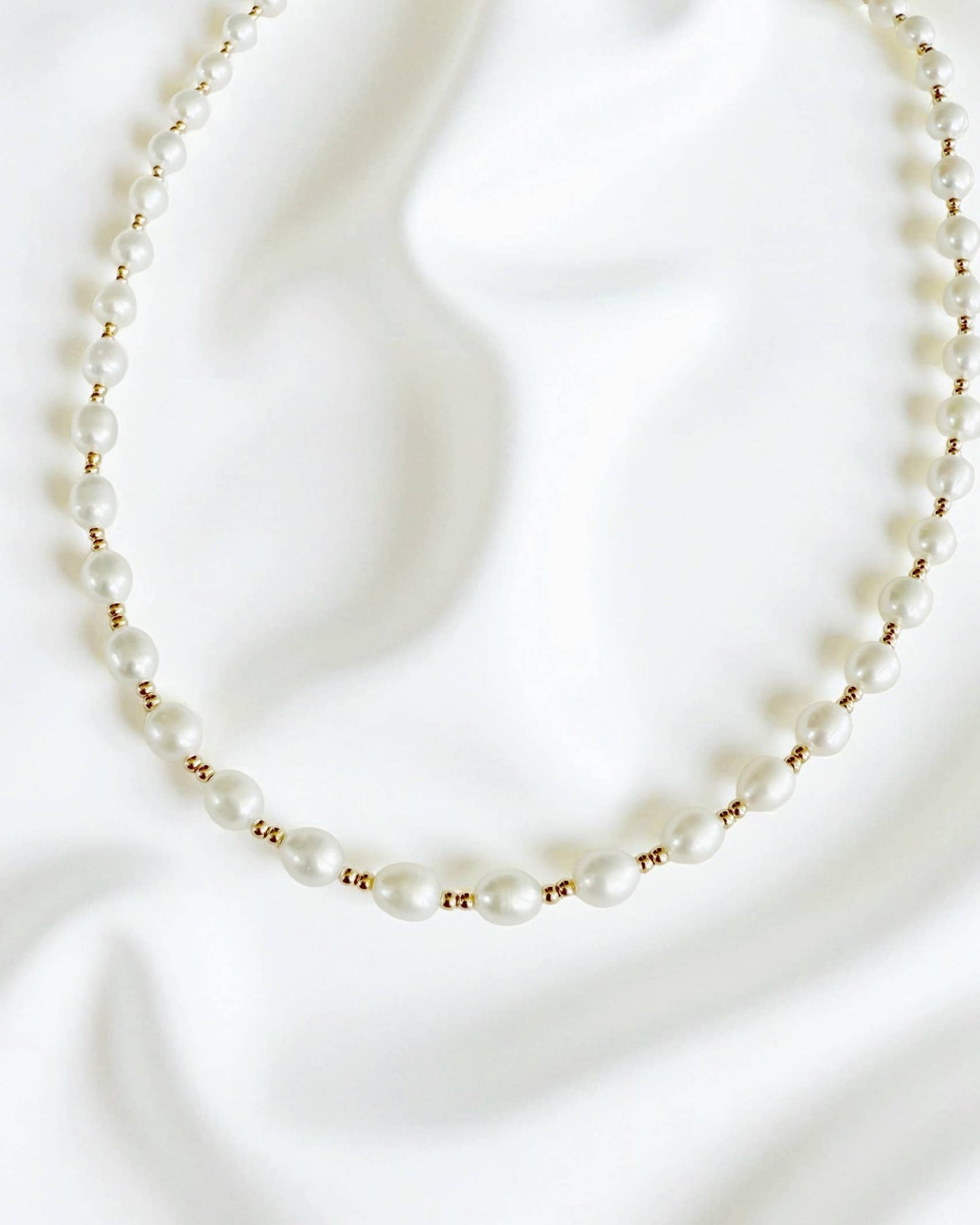 Taylor Freshwater Pearl Beaded Necklace • 14K Gold Filled
