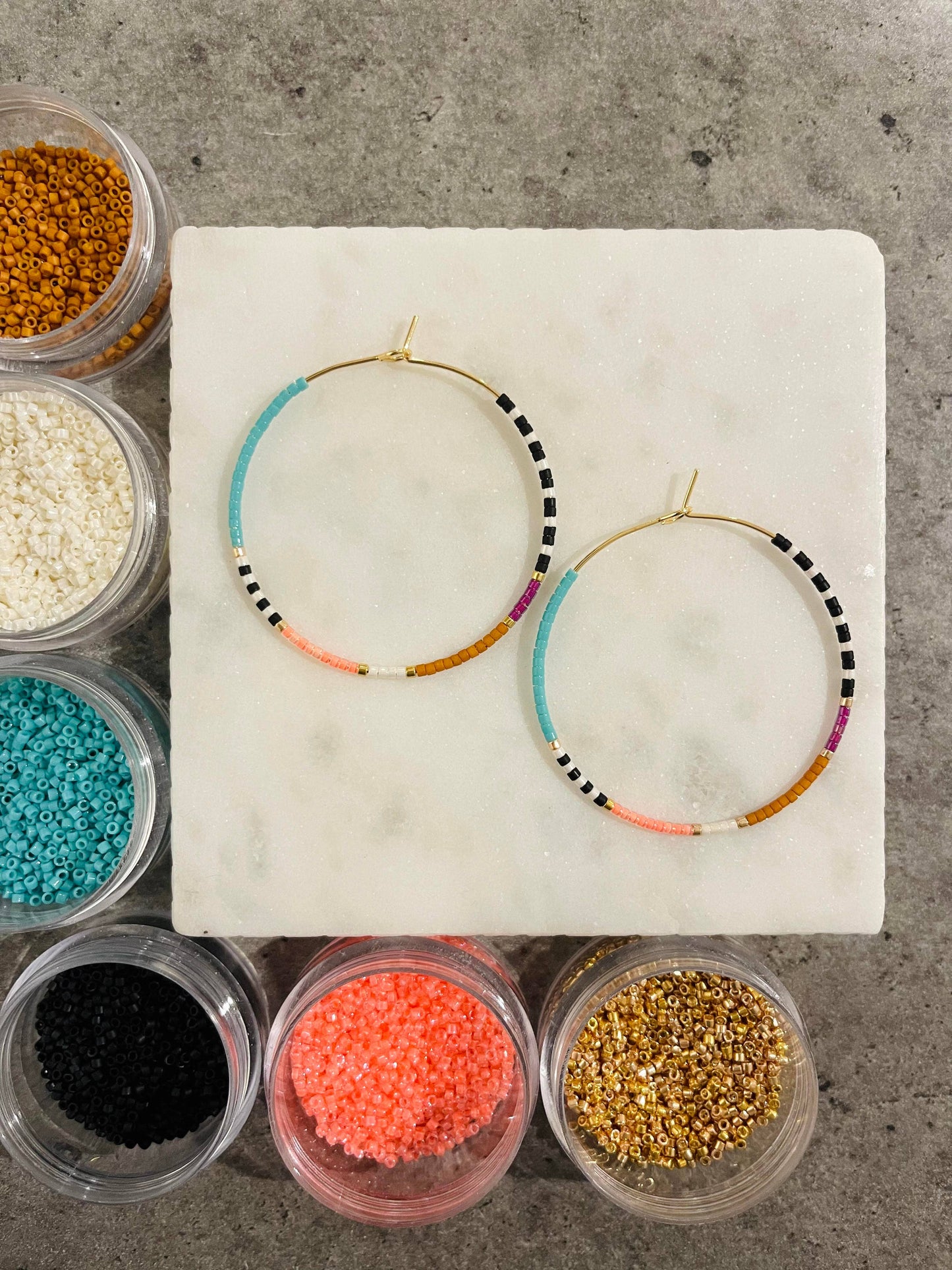 Beaded Hoop Earrings Resort • Pick Your Size