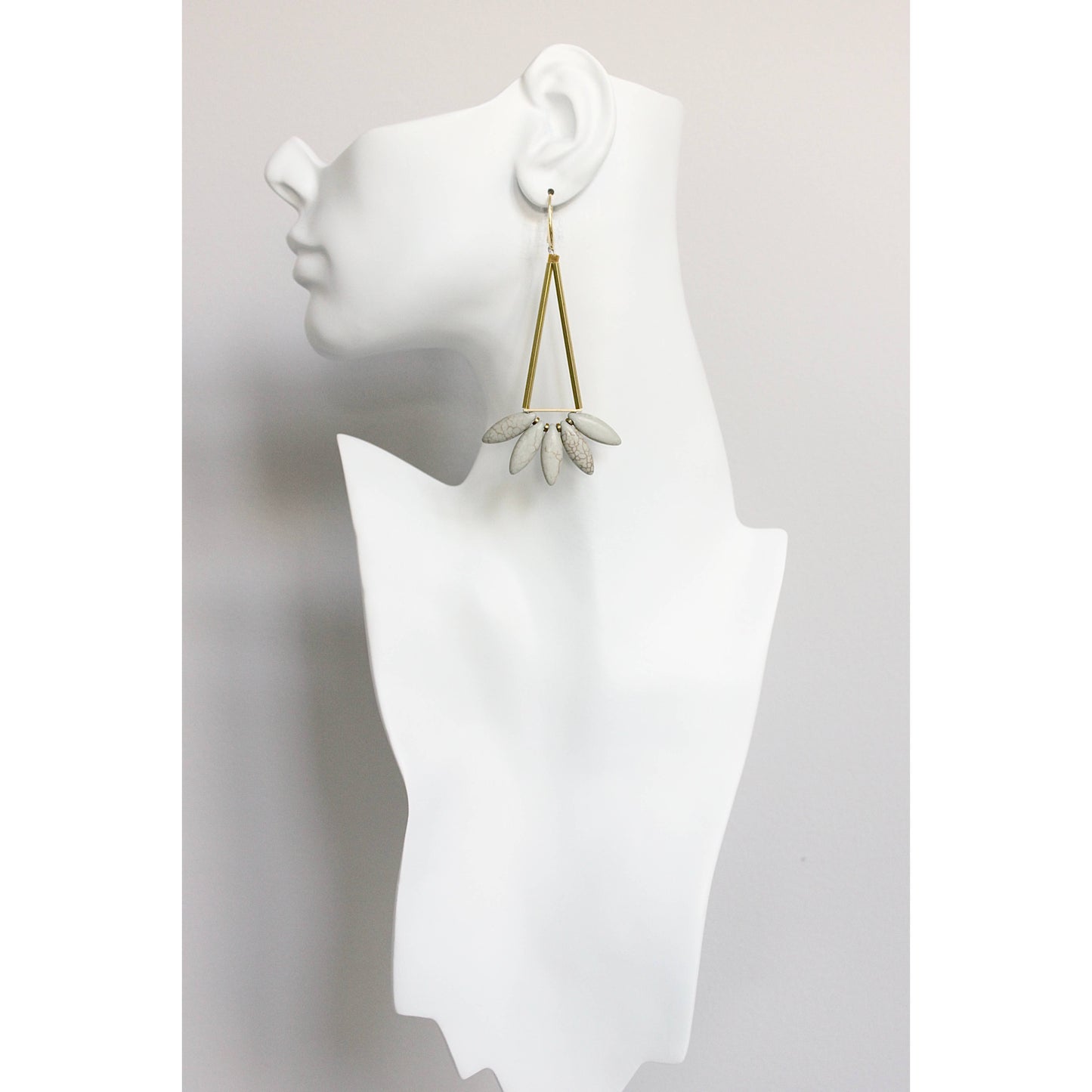 David Aubrey • Geometric Lotus Dangle Earrings • Grey