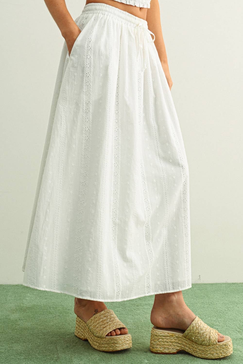 Cotton Eyelet Skirt • Ivory