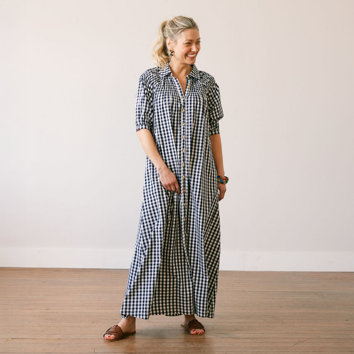 Sunshine Tienda • Gingham Oasis Dress • Navy