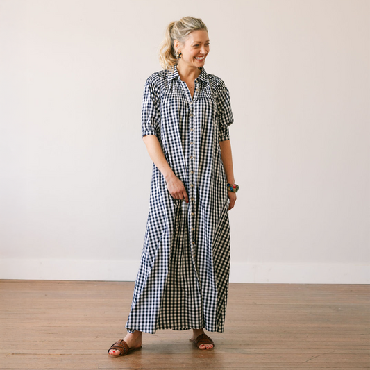 Sunshine Tienda • Gingham Oasis Dress • Navy