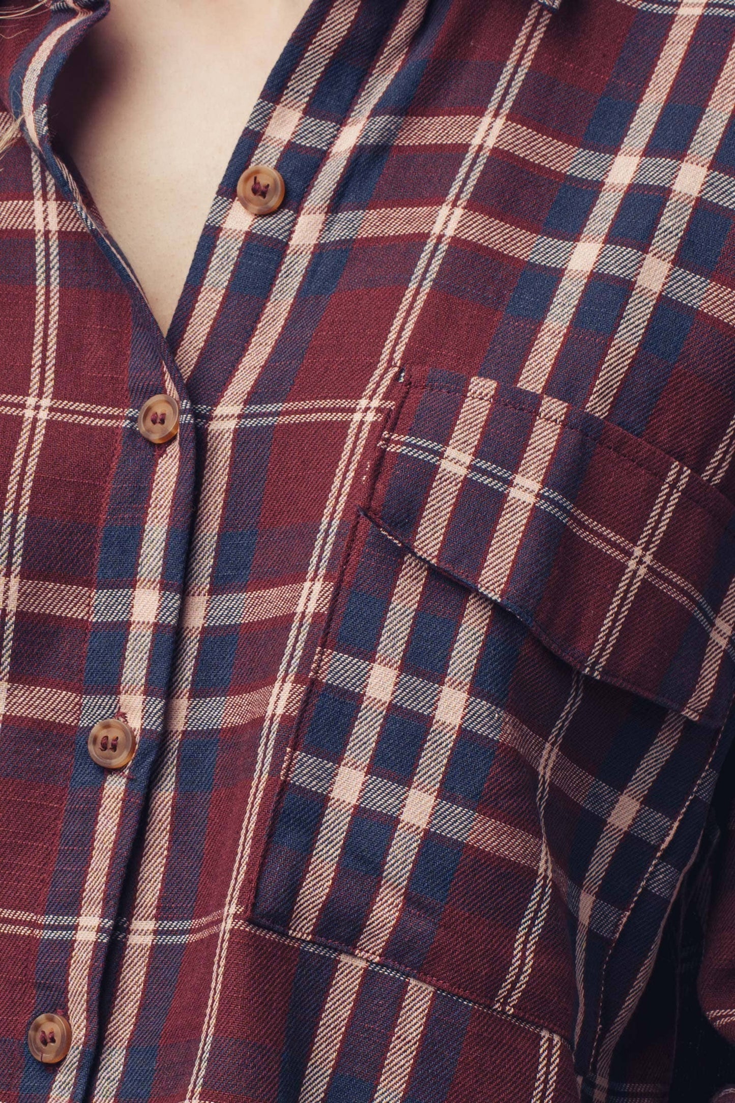 Classic Oversized Cotton Flannel • Burgundy Plaid