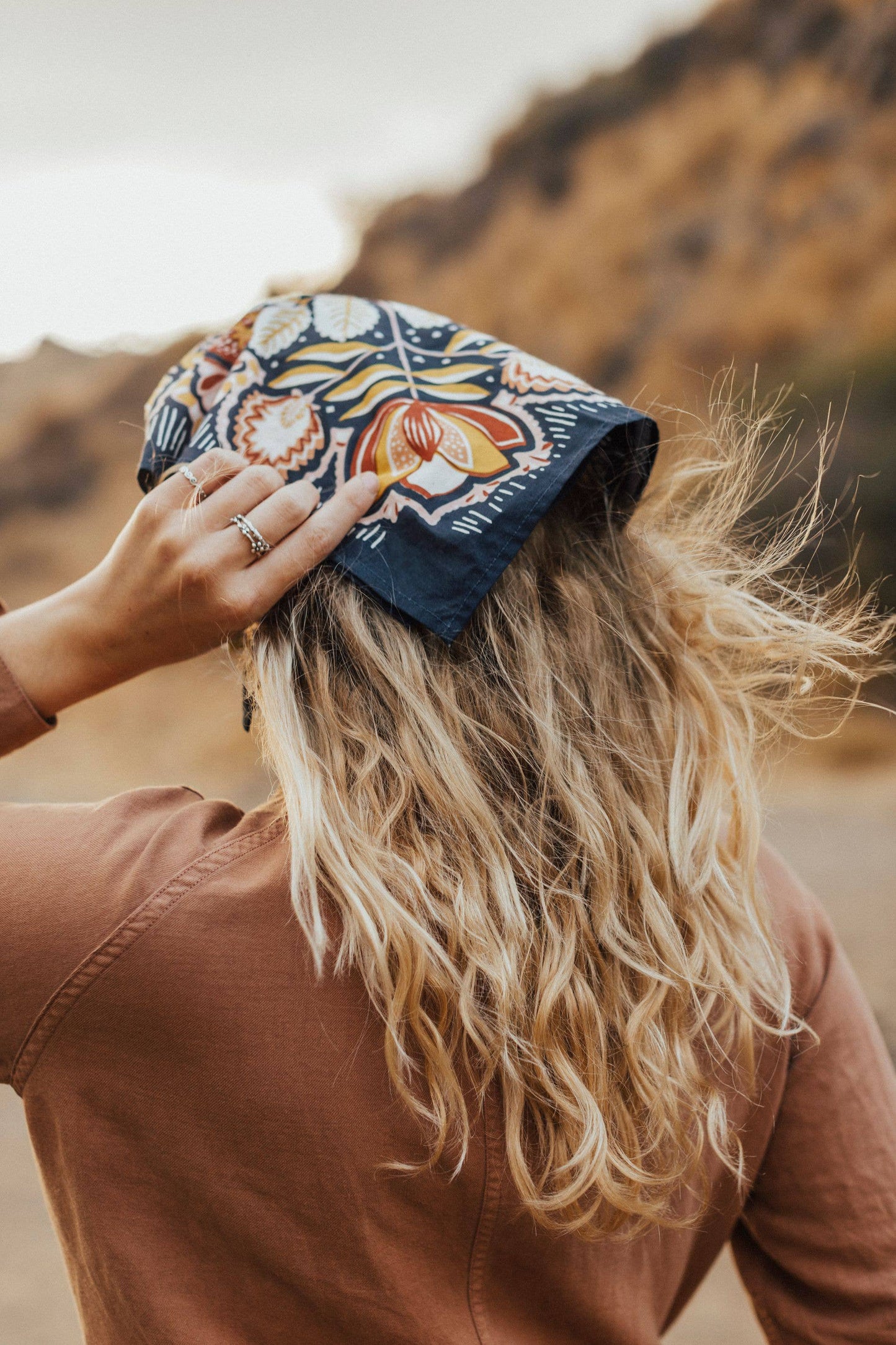 Organic Cotton Bandana Elsie Bandana Navy Blue