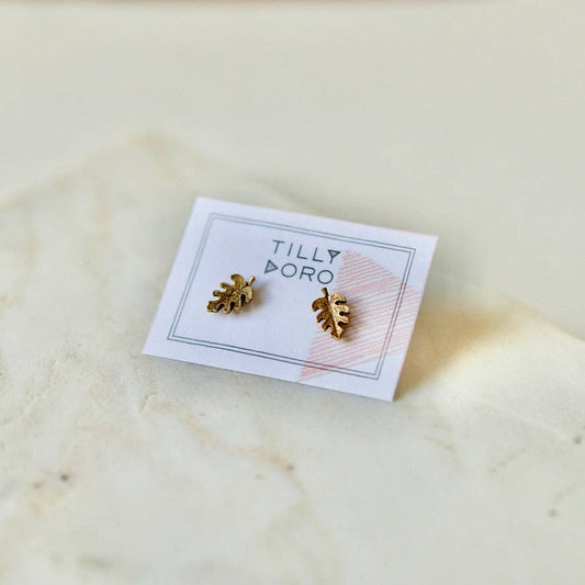 Palm Stud Earrings Gold