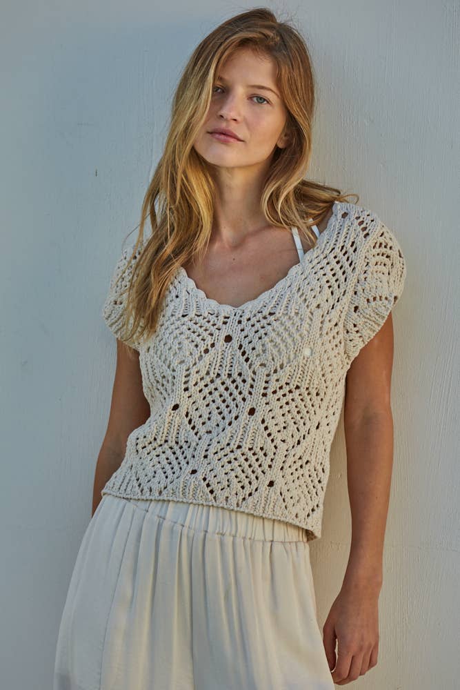 Cotton Crochet Top: Natural
