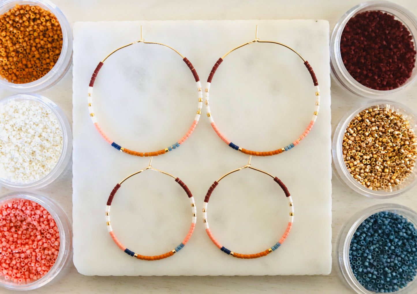 Beaded Hoop Earrings • Sedona • Pick Your Size