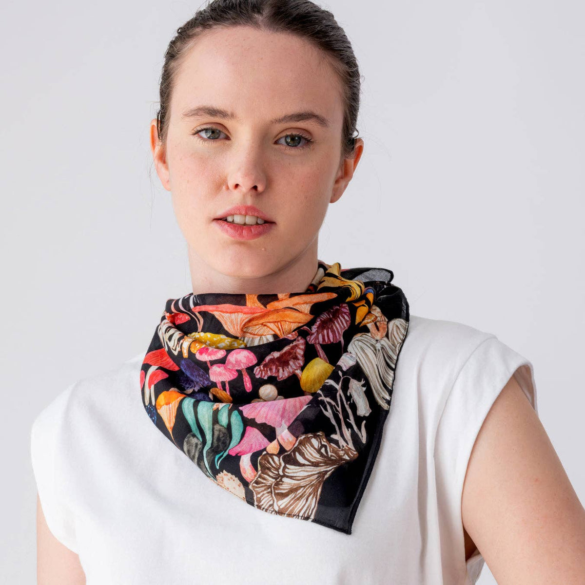 Betsy Olmsted Silk Cotton Bandana Mushroom Magic Black