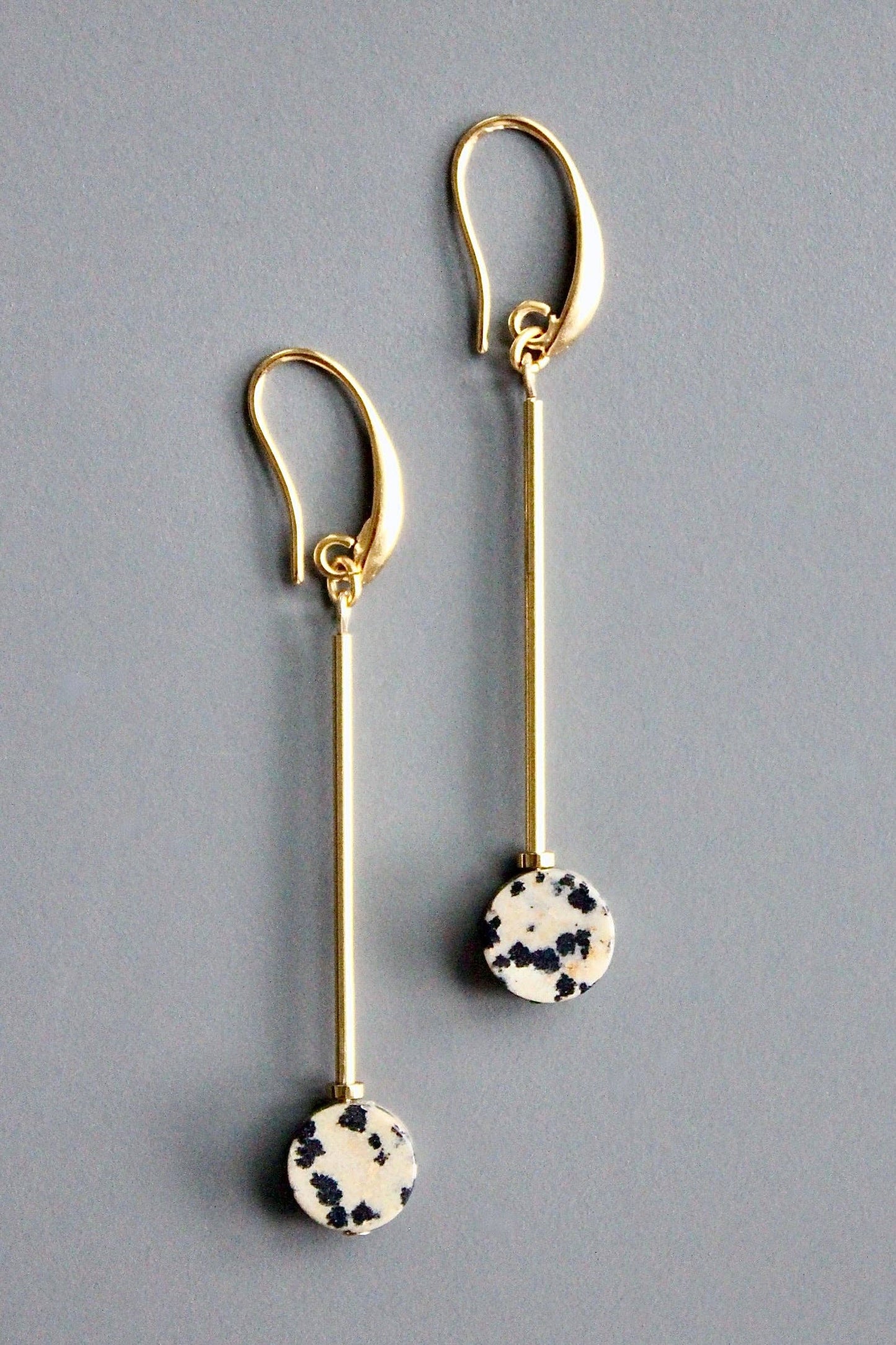 David Aubrey • Dangle Earrings • Dalmatian Jasper Brass