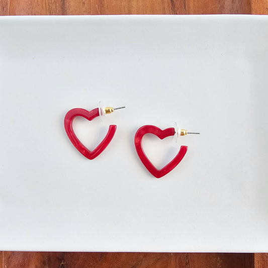 Mini Heart Hoops • Red