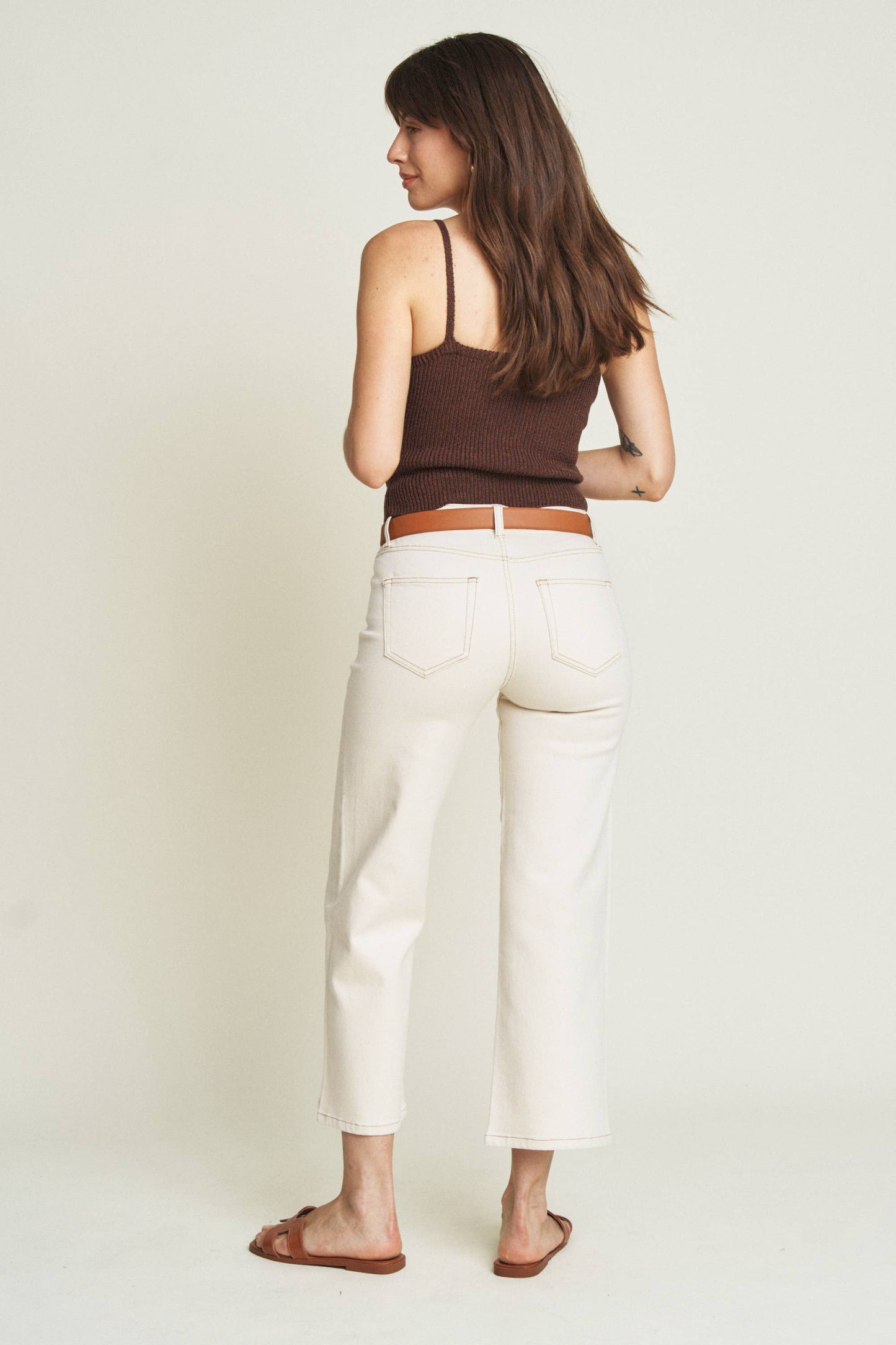 Oliver Logan • Addington Ankle Crop High Rise Jean • Ecru