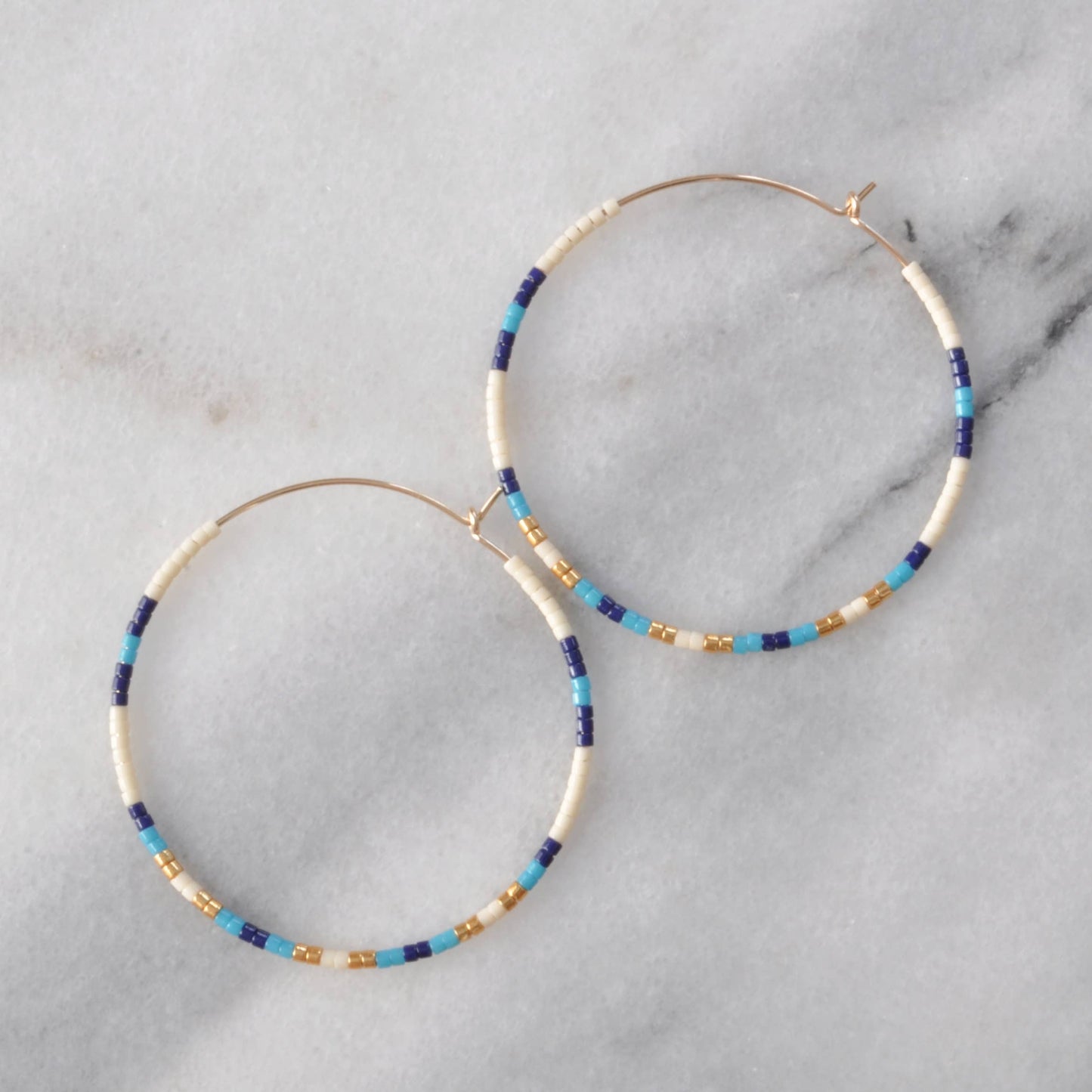 Gold Filled Hoops with Tiny Glass Seed Beads: Noir