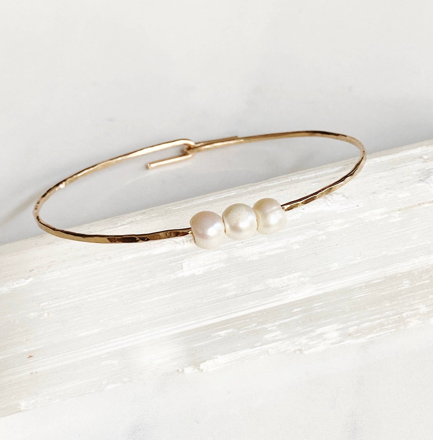Sliding Pearl Cuff Bracelet • Gold Filled