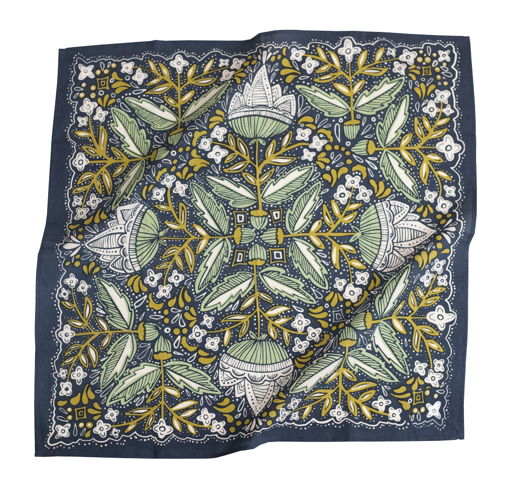 Cotton Bandana No. 017 Amelia Navy Blue
