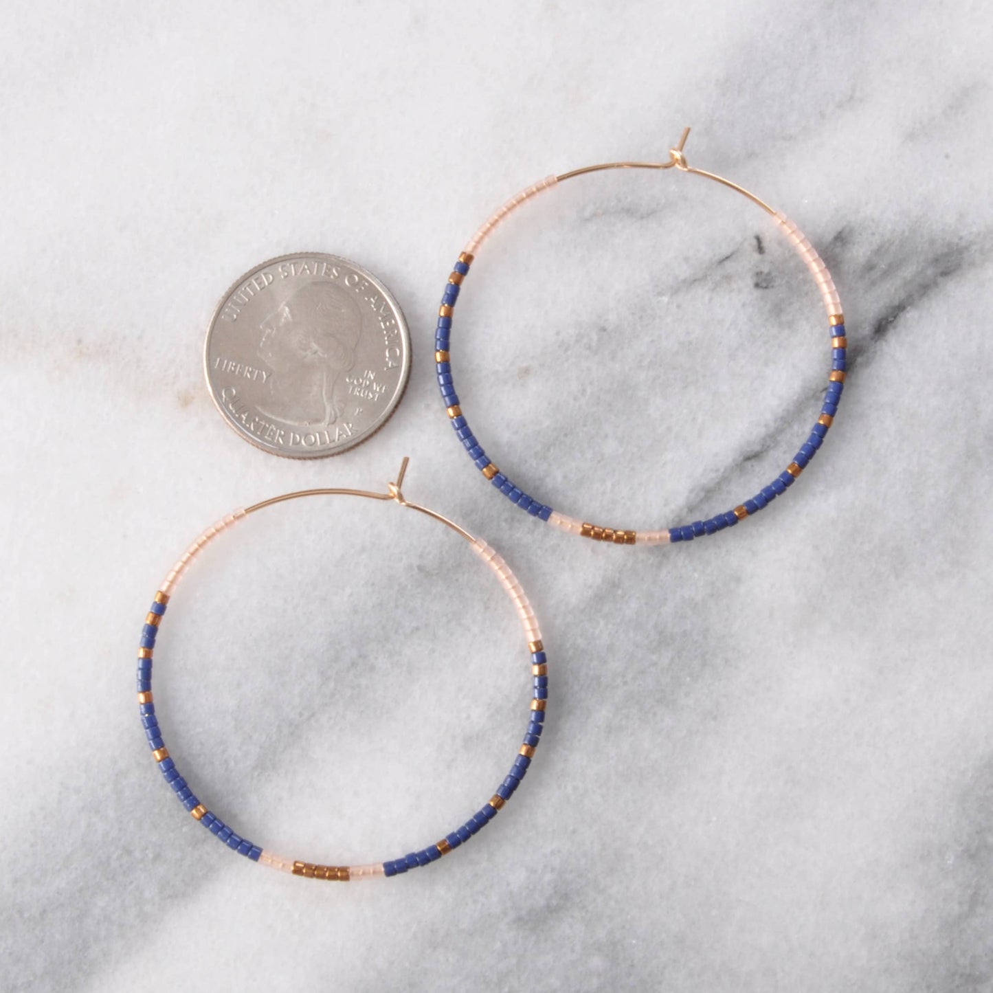 Gold Filled Hoops with Tiny Glass Seed Beads: Noir