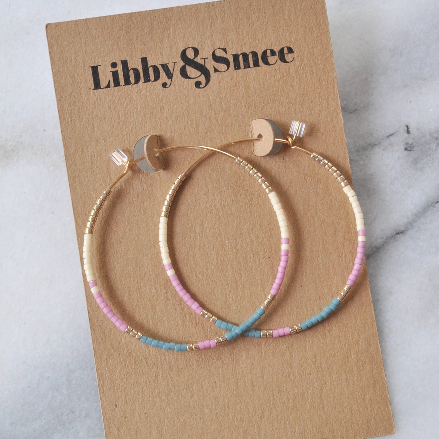 Gold Filled Hoops with Tiny Glass Seed Beads: Noir
