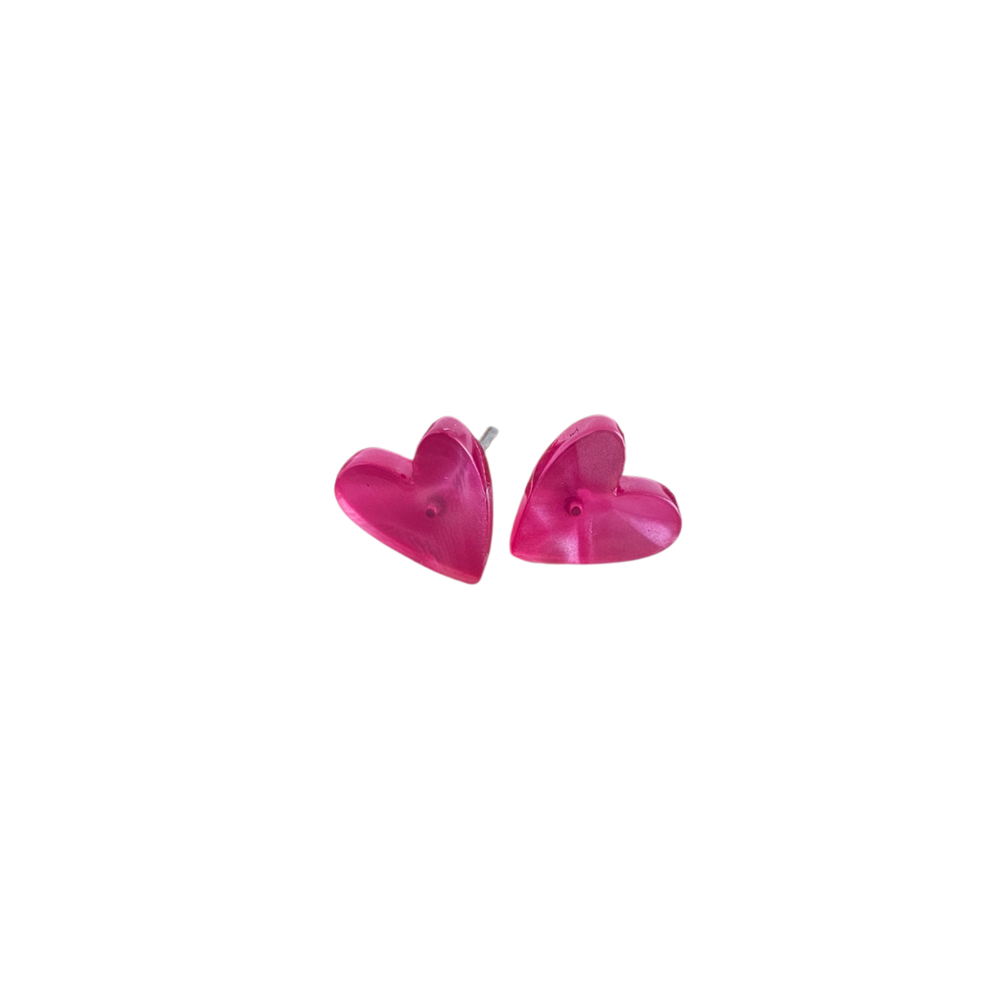 Hand Drawn Heart Stud Earrings • Hot Pink