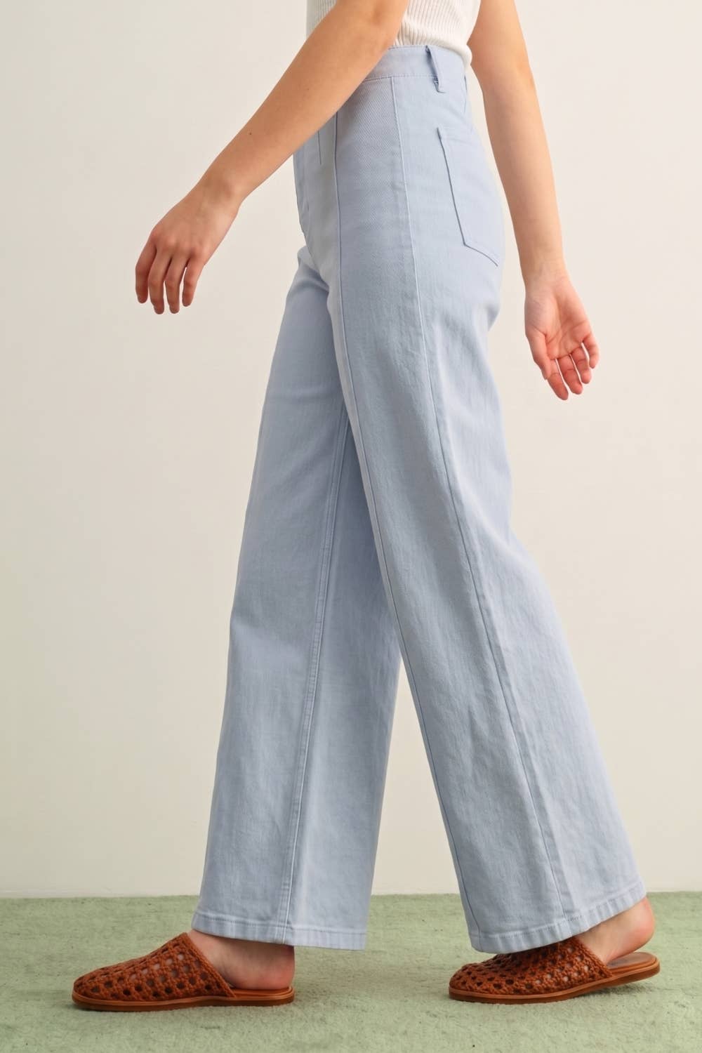Wide Leg Stretch Denim • Light Blue