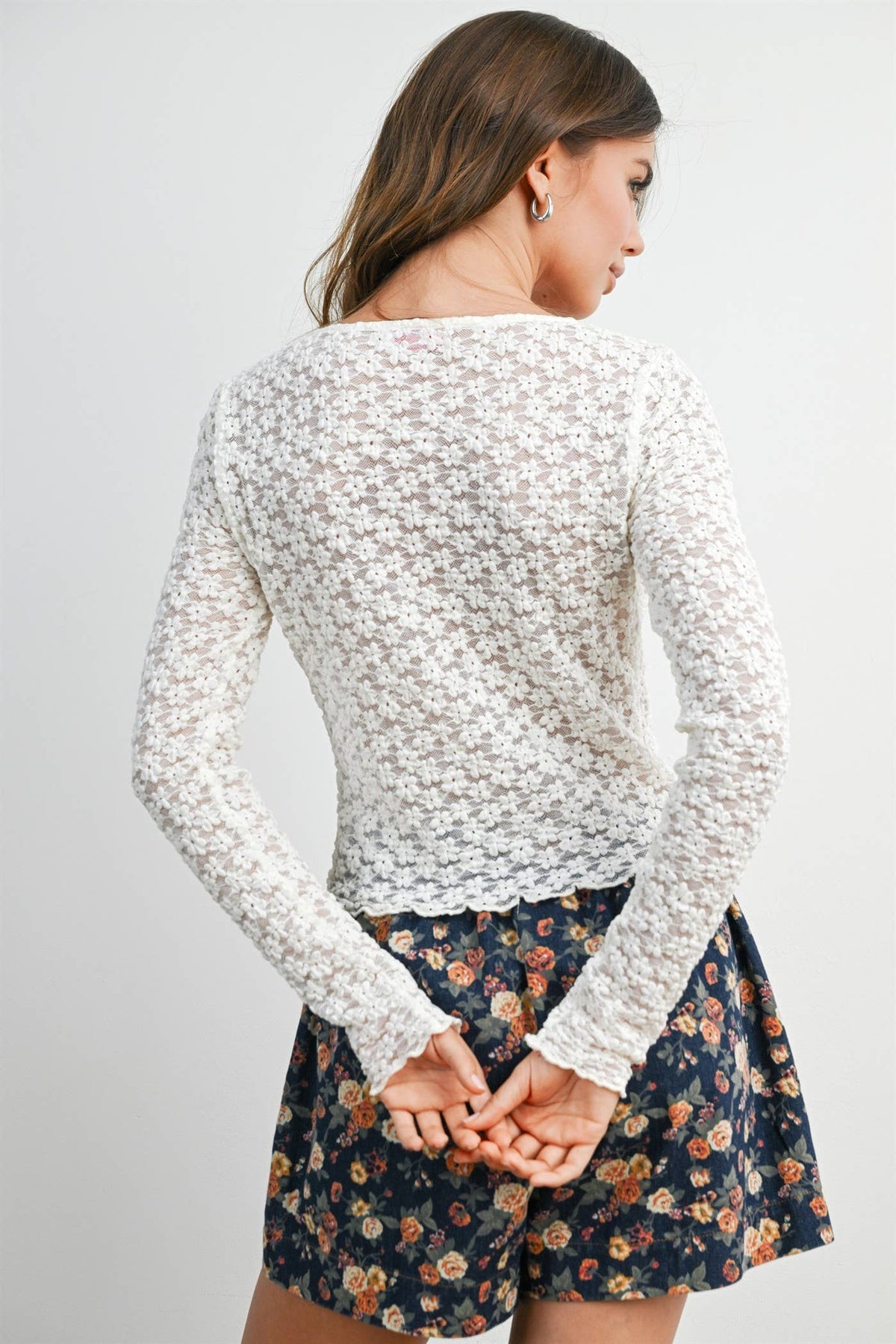 Ivory Textured Long Sleeve Top • Ivory