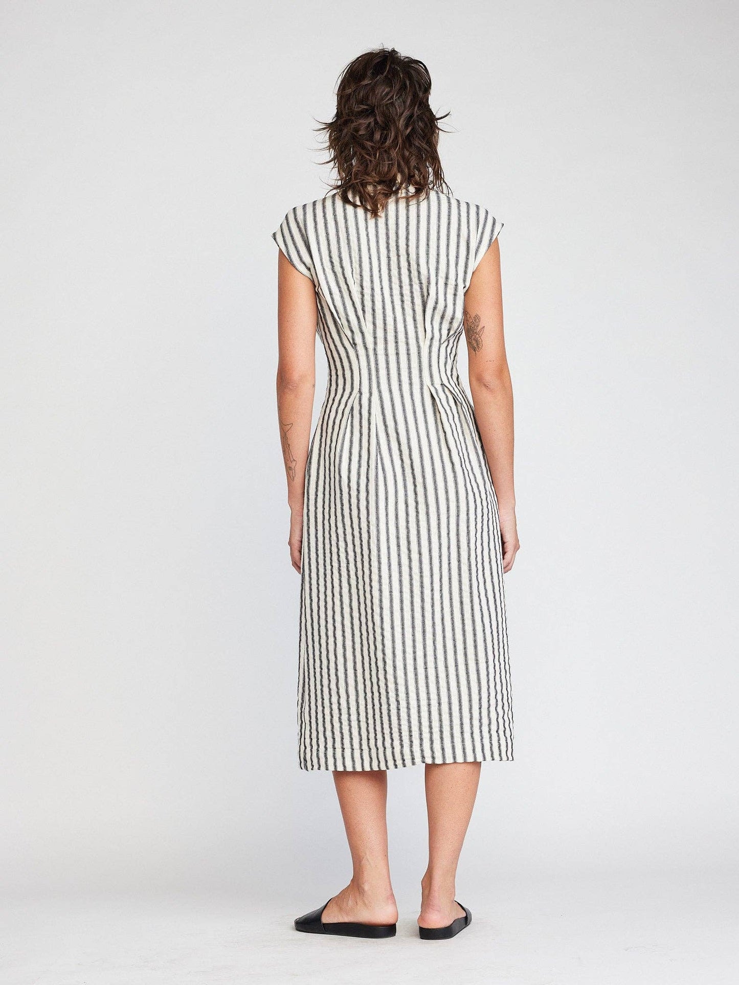 Self Contrast • Jamila Stripe Midi Dress • Black & White