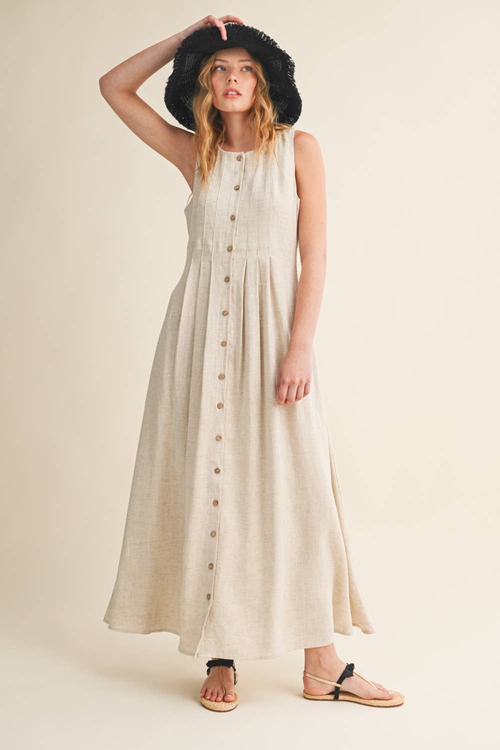 Pleated Linen Dress • Natural