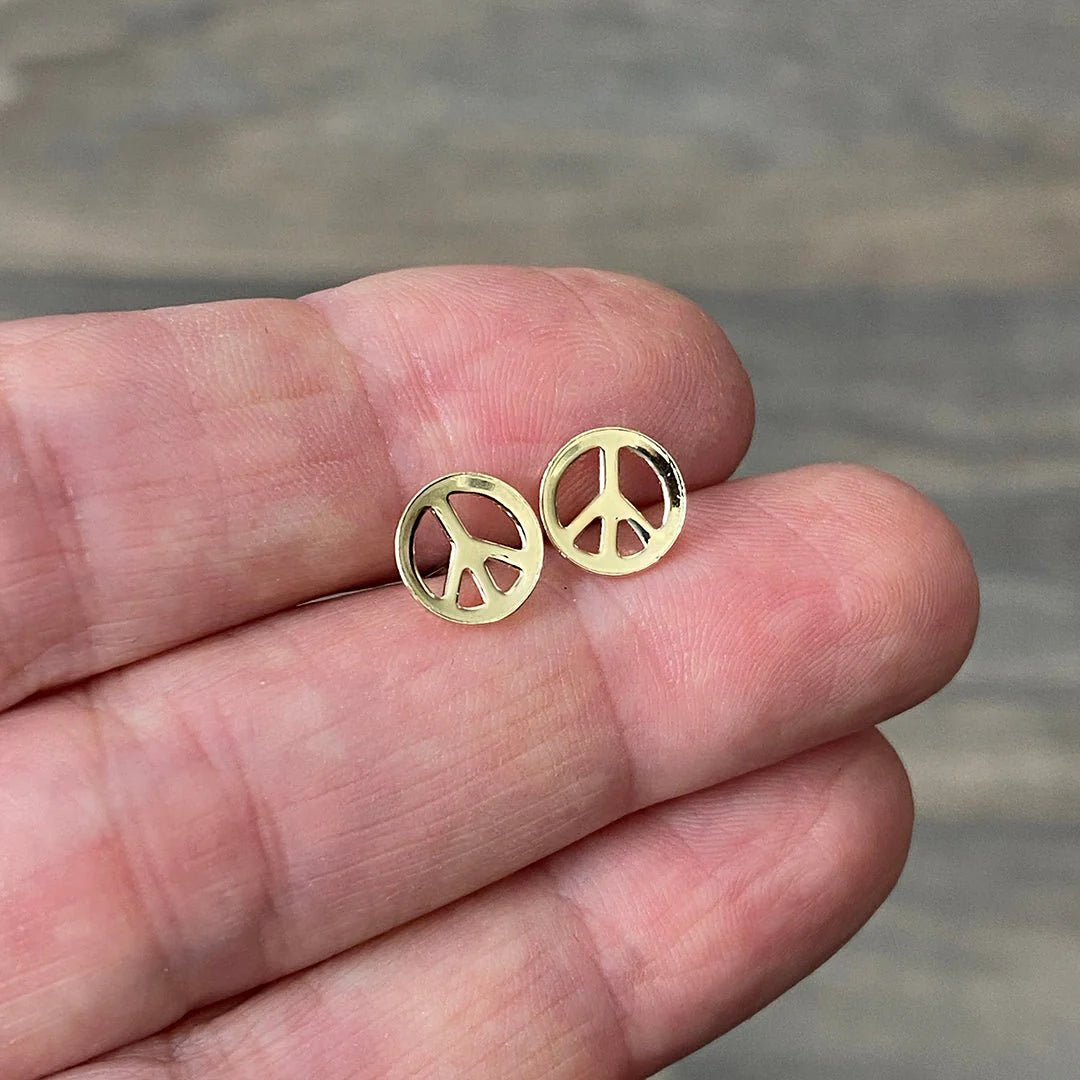 Ornamental Things • Tiny Peace Stud Earrings • Gold