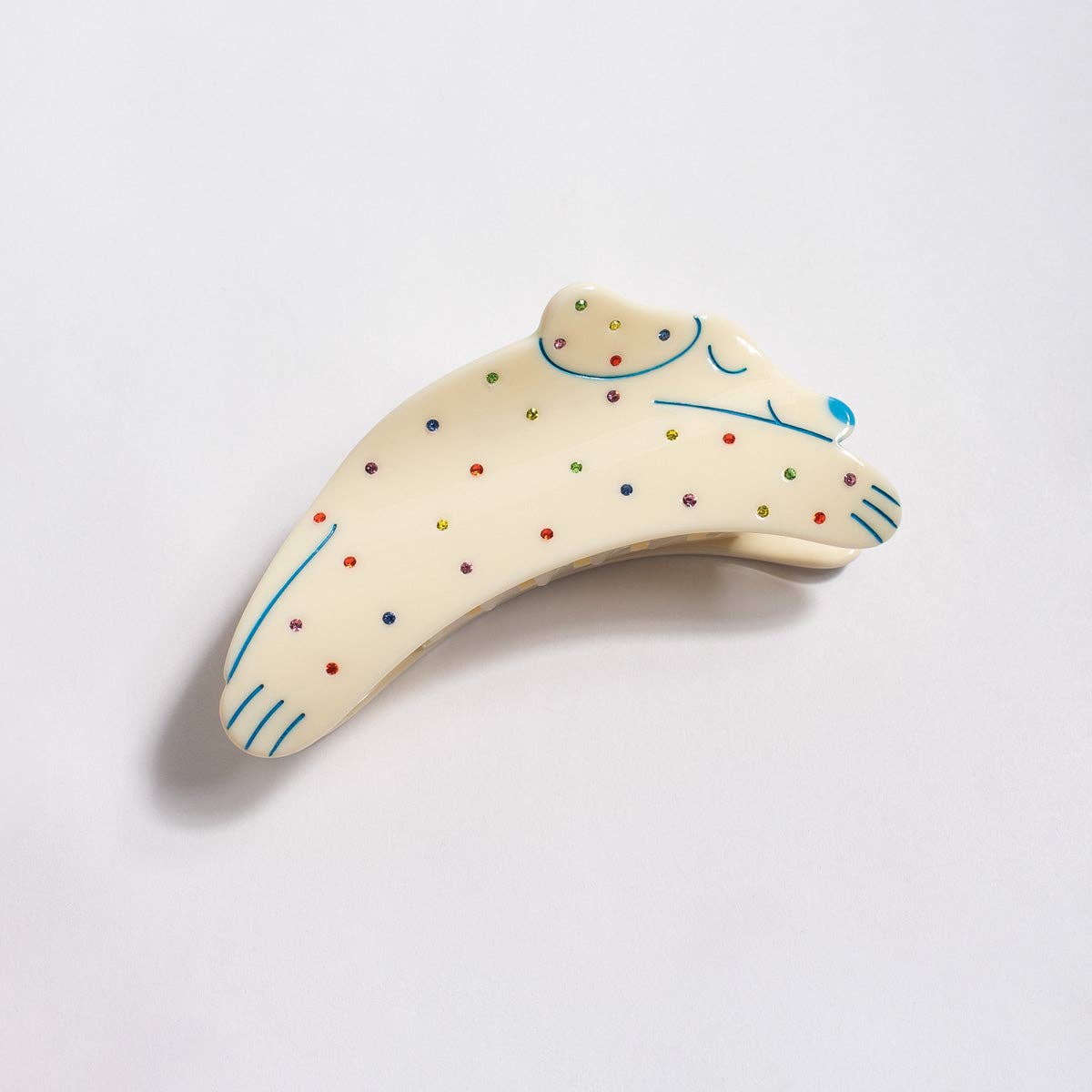 Puppy Dog Rainbow Hair Claw • Rhinestone and Cream