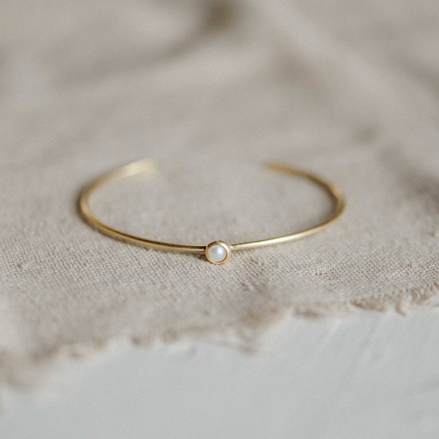 Common Form • Hyalite Stacker Cuff Bracelet • Brass & Pearl