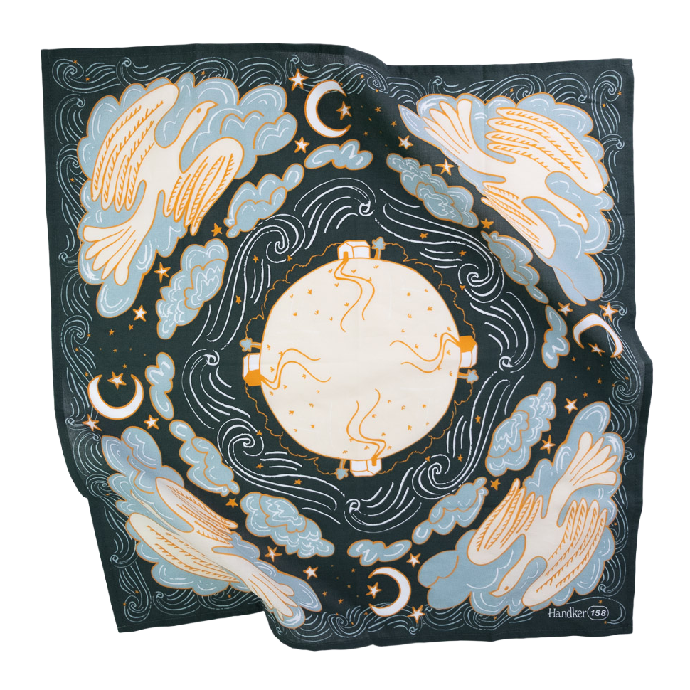 Cotton Bandana • No. 158 Luna • Dark Emerald Green