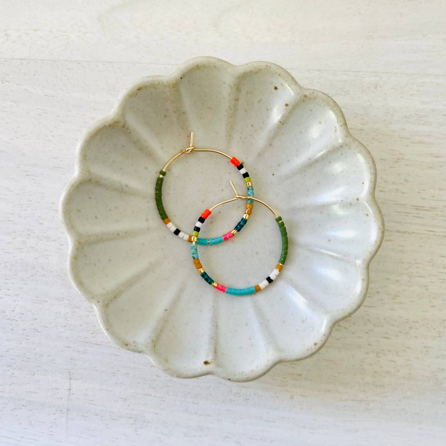 Beaded Hoop Earrings • Pie in the Sky • Pick Your Size