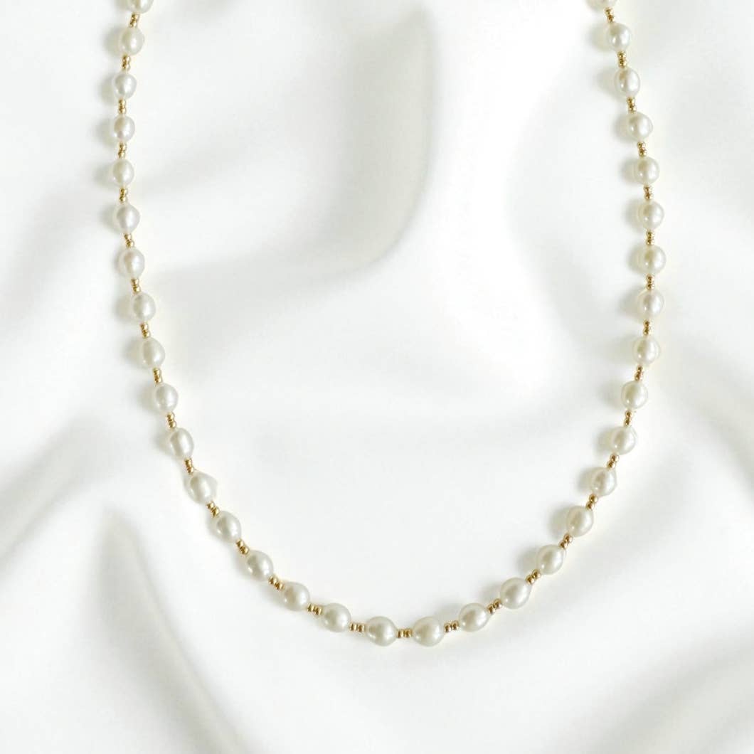 Taylor Freshwater Pearl Beaded Necklace • 14K Gold Filled