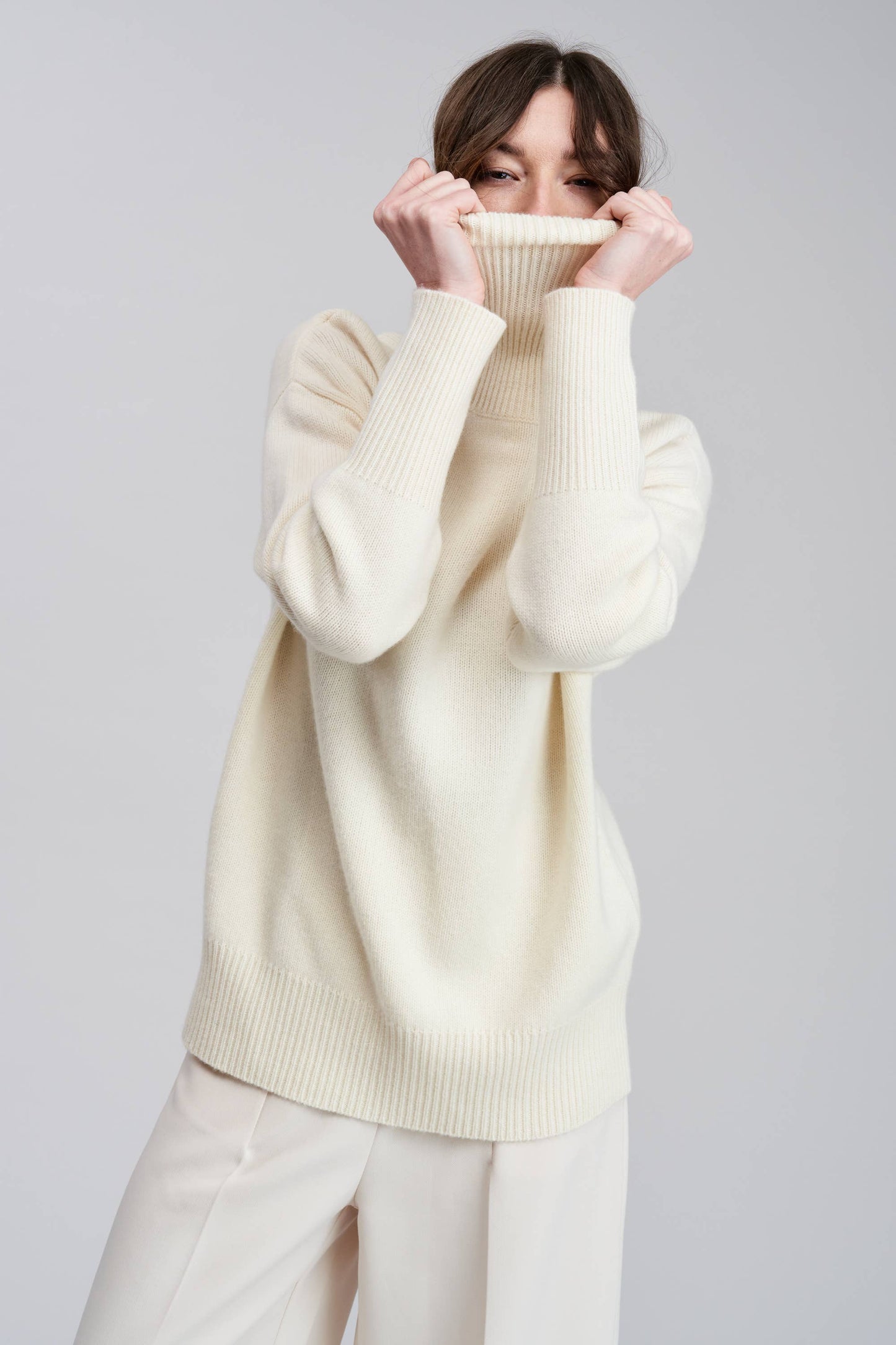 Flat White • Alaise Cashmere Wool Pullover Sweater • Cream