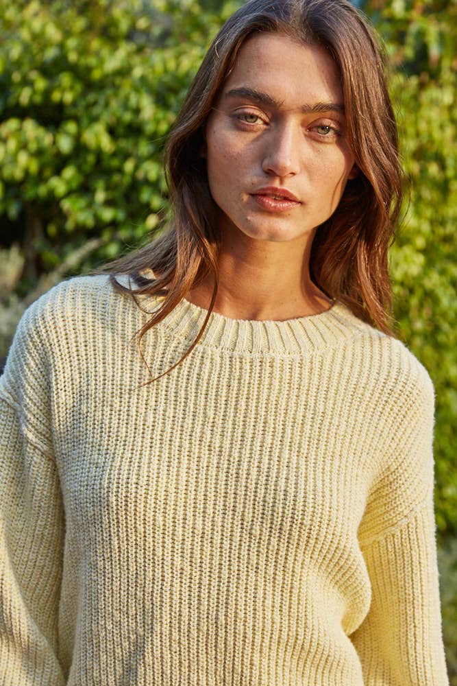 Cotton Ribbed Sweater • Dusty Lemon