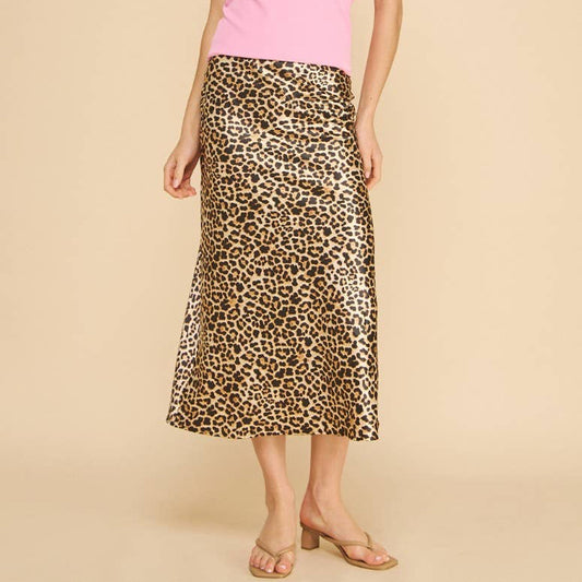 Satin Skirt • Leopard