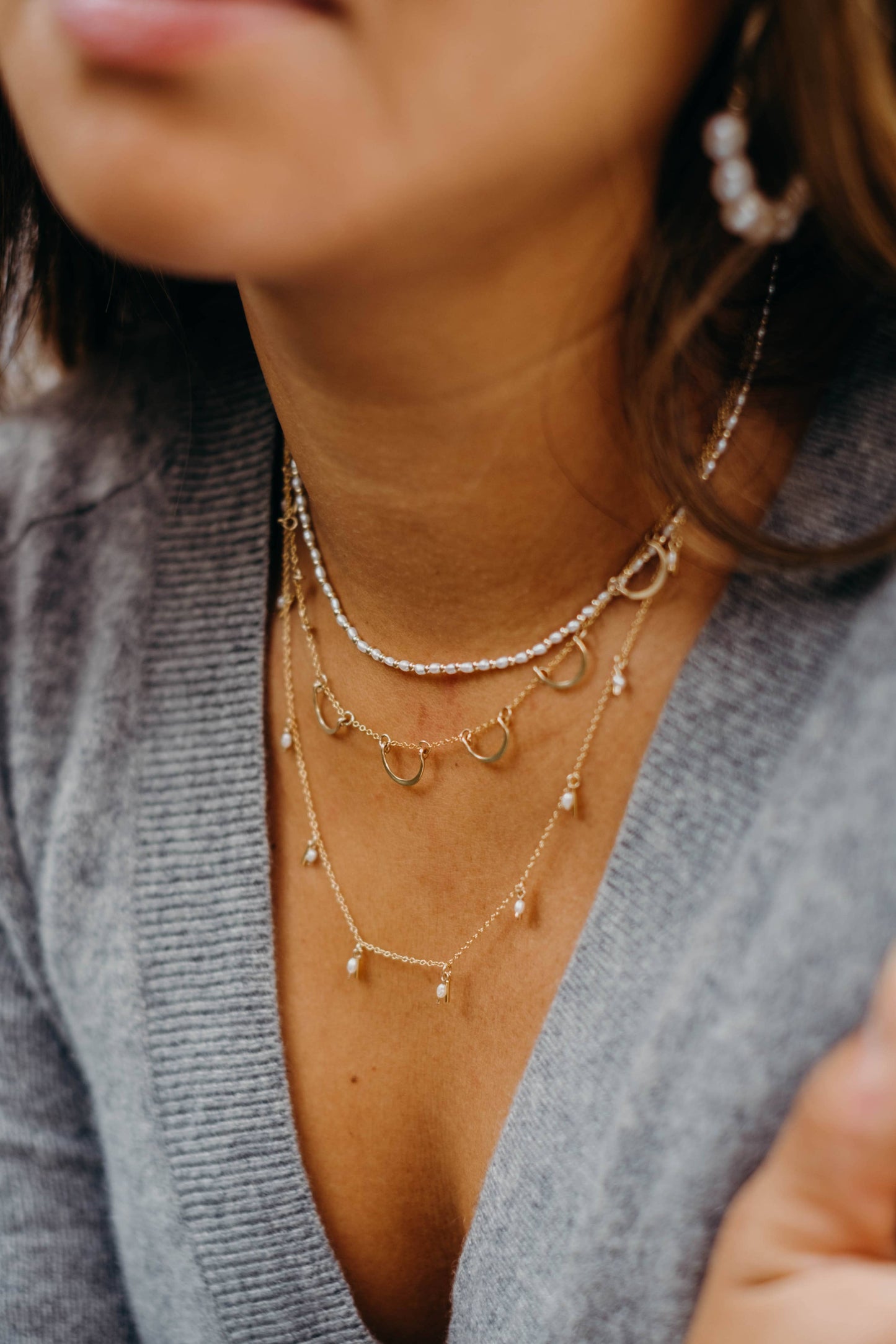 The Swell Life • Tiny Bead Choker Necklace • Pearl & 14K Gold Fill