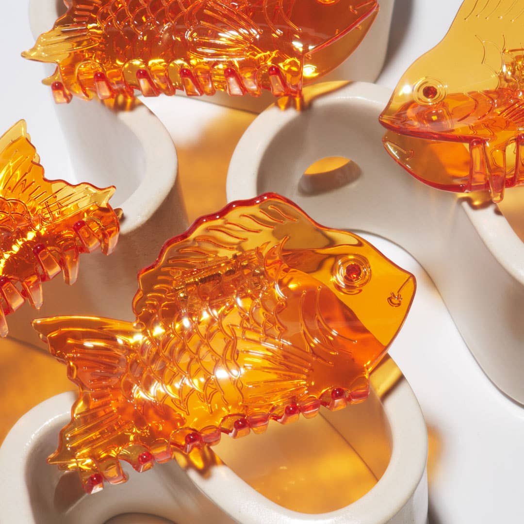 Gold Fish Hair Claw Clip • Translucent Orange