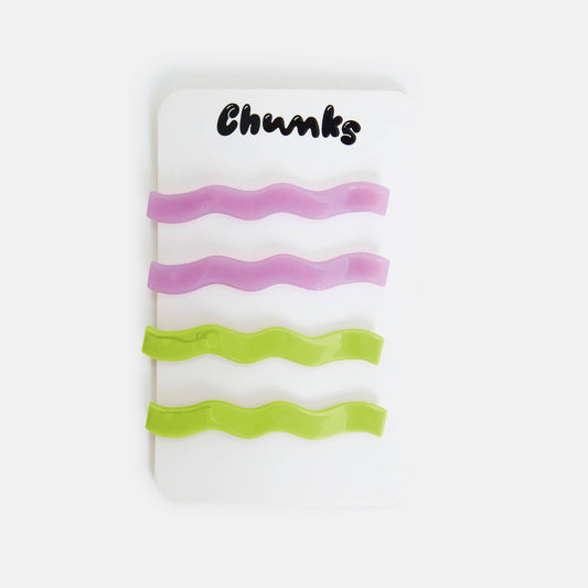 Chunks • Wavy Slide Barretts • Lilac + Lime