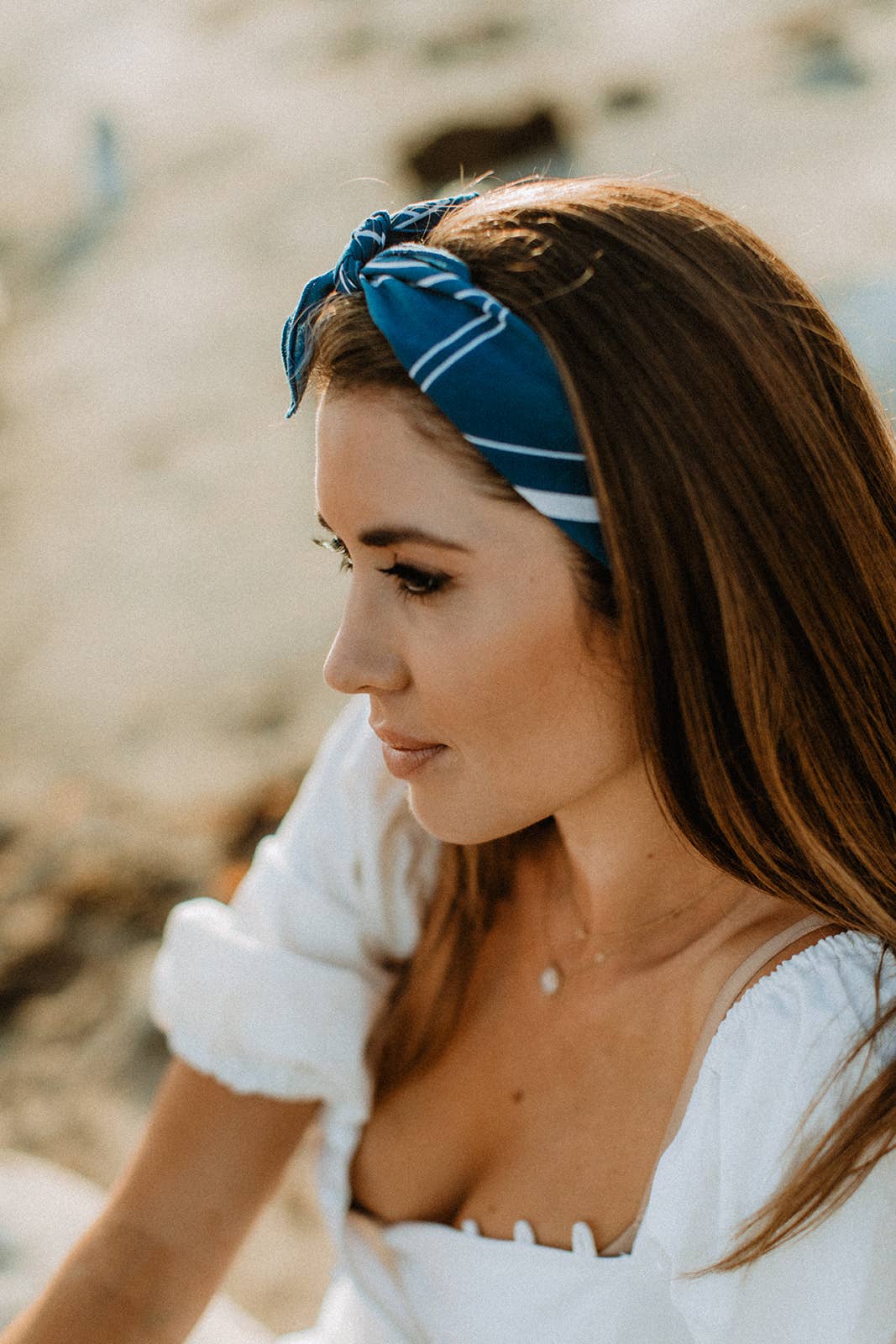 Organic Cotton Bandana • Breaking Waves • Navy