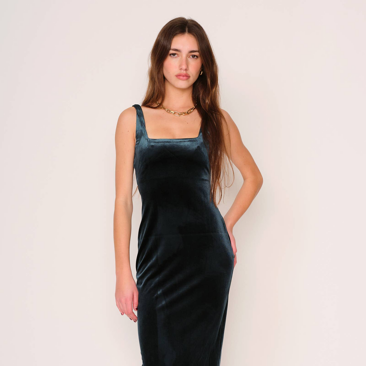D. Ra • Milos Velvet Dress • Emerald Green