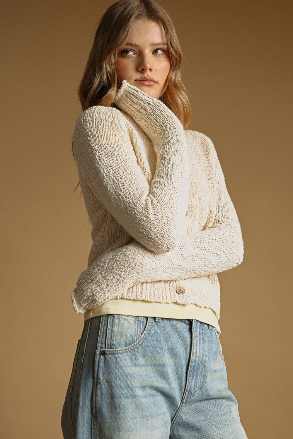 Cotton Slub Cardigan • Cream