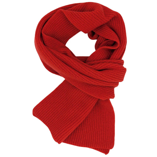 Ribbed Lambswool Scarves Scarlet Red