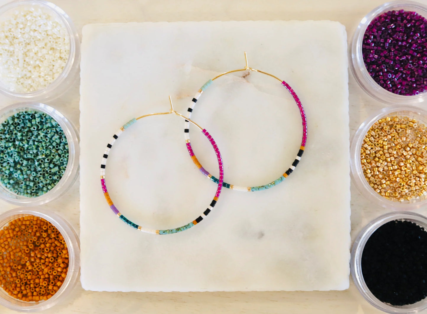 Beaded Hoop Earrings • Napa Valley • Pick Your Size