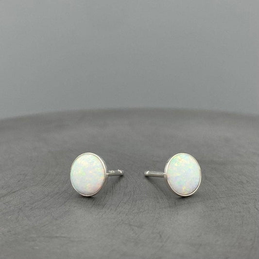 Opal Stud Earrings • Sterling Silver