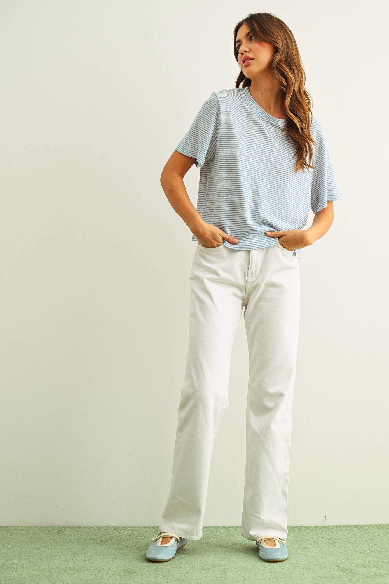 Slub Stripe T-Shirt • Blue