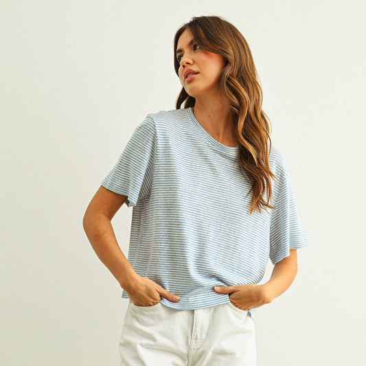Slub Stripe T-Shirt • Blue