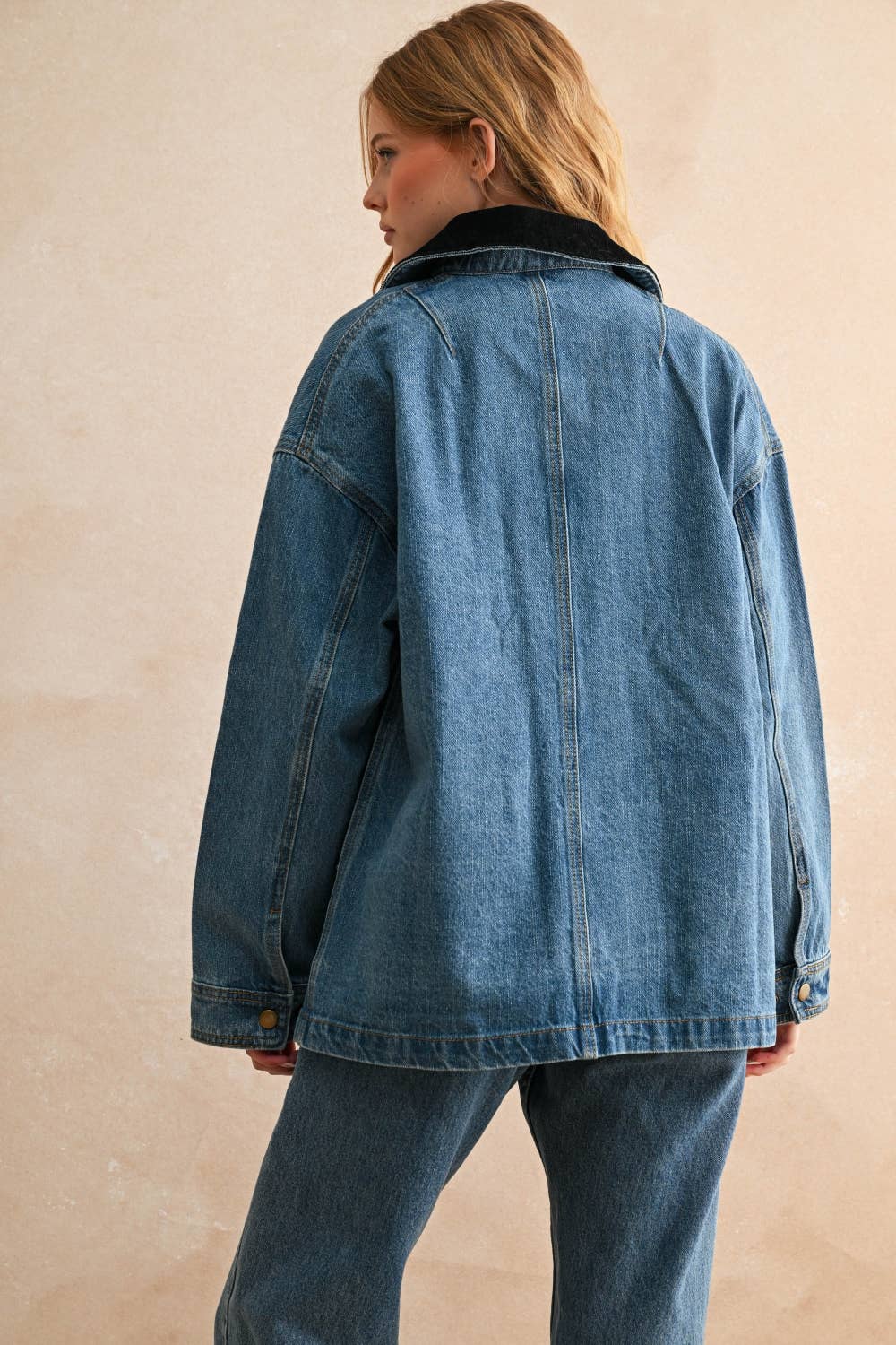 Contrast Collar Utility Jacket • Denim
