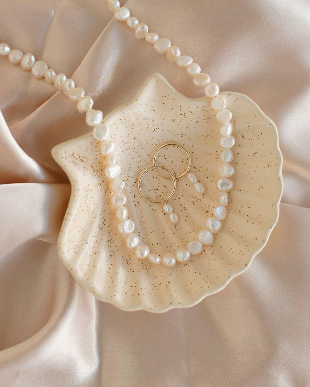 Lani Pearl Charm Hoop Earrings • Gold Filled