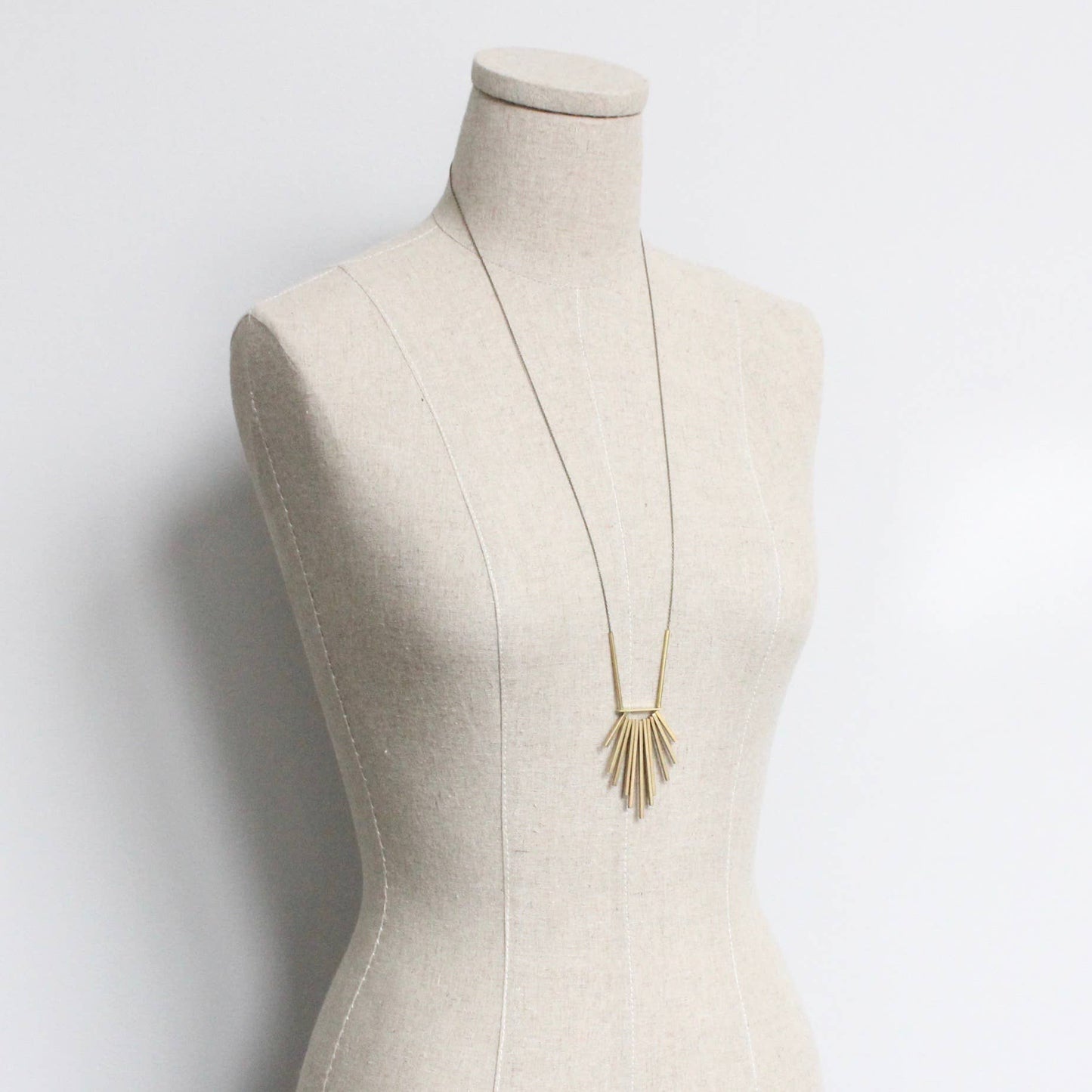 Long Bar Burst Necklace Brass