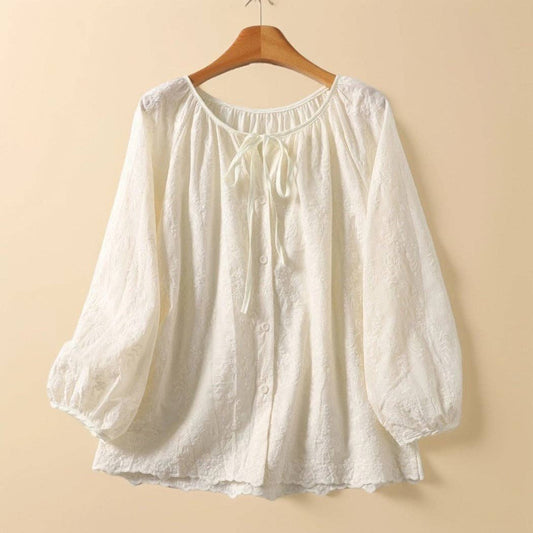 Embroidered Artist Blouse Cream