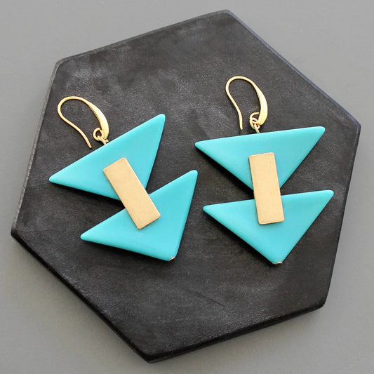 Triangle Earrings Turquoise